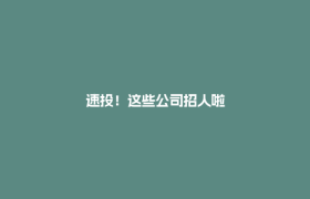 速投！这些公司招人啦