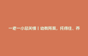 一老一小总关情丨幼有所育，托得住、养得好、玩得欢！