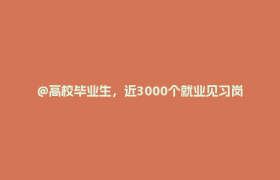 @高校毕业生，近3000个就业见习岗位等你来！