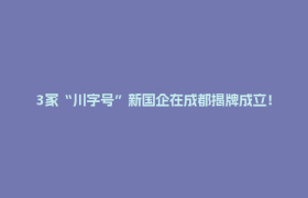 3家“川字号”新国企在成都揭牌成立！