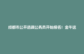 成都市公开选调公务员开始报名！金牛这些岗位等你来→