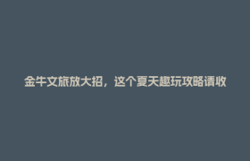 金牛文旅放大招，这个夏天趣玩攻略请收好！