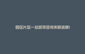 园区片区一总部项目传来新进展!