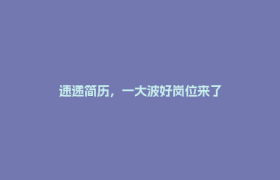速递简历，一大波好岗位来了