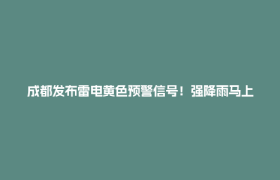 成都发布雷电黄色预警信号！强降雨马上到
