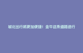 城北出行将更加便捷！金牛这条道路进行招标计划→