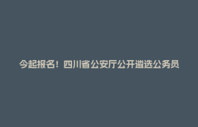 今起报名！四川省公安厅公开遴选公务员