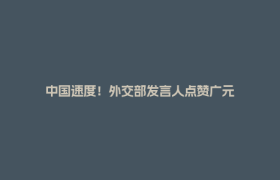 中国速度！外交部发言人点赞广元