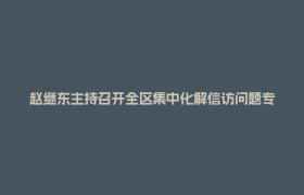 赵继东主持召开全区集中化解信访问题专项行动和民生领域信访问题集中治理工作推进会