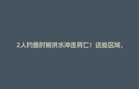 2人钓鱼时被洪水冲走身亡！这些区域，远离！