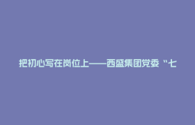 把初心写在岗位上——西盛集团党委“七一”系列党建活动凝聚发展合力