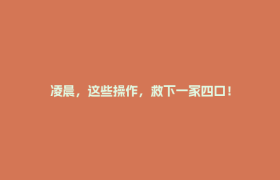 凌晨，这些操作，救下一家四口！
