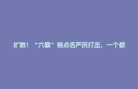 扩散！“六霸”被点名严厉打击，一个都不放过