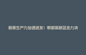 新质生产力加速迸发！郫都高新区全力决战收官季
