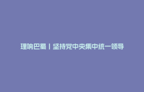 理响巴蜀丨坚持党中央集中统一领导