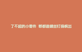 了不起的小零件  郫都造螺丝钉扬帆出海