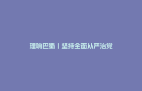 理响巴蜀丨坚持全面从严治党