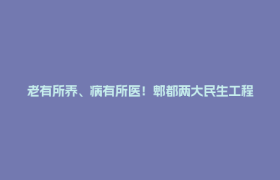 老有所养、病有所医！郫都两大民生工程提质落地